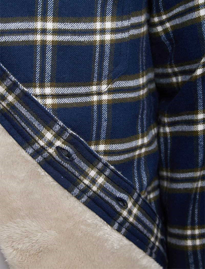 Ladies Fleece Lined Flannel Shirt - Navy & Green Check