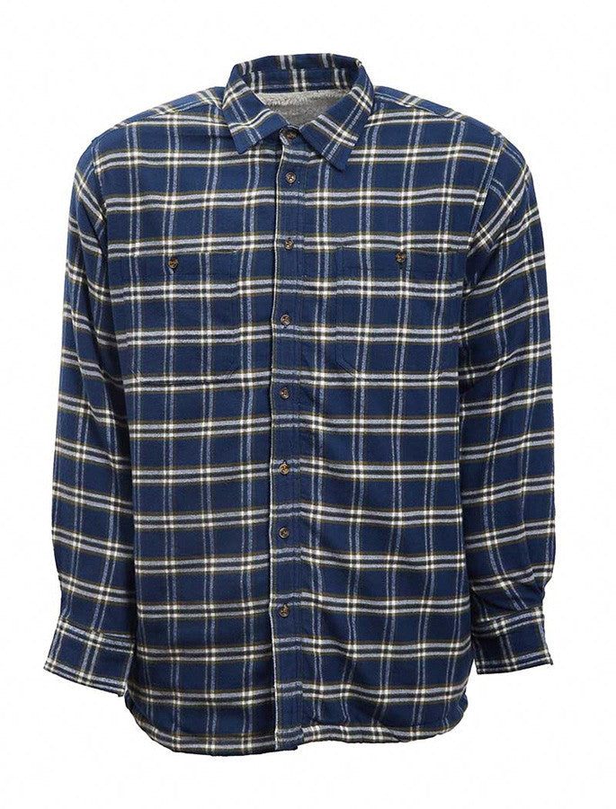 Ladies Fleece Lined Flannel Shirt - Navy & Green Check