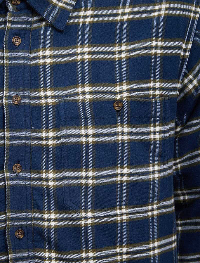 Fleece Lined Flannel Shirt - Navy & Green Check