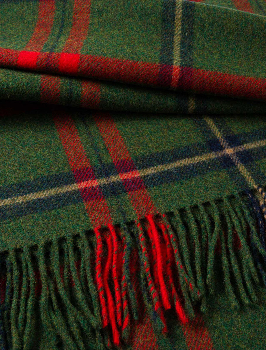 Lambswool Plaid Throw - Green Red & Navy