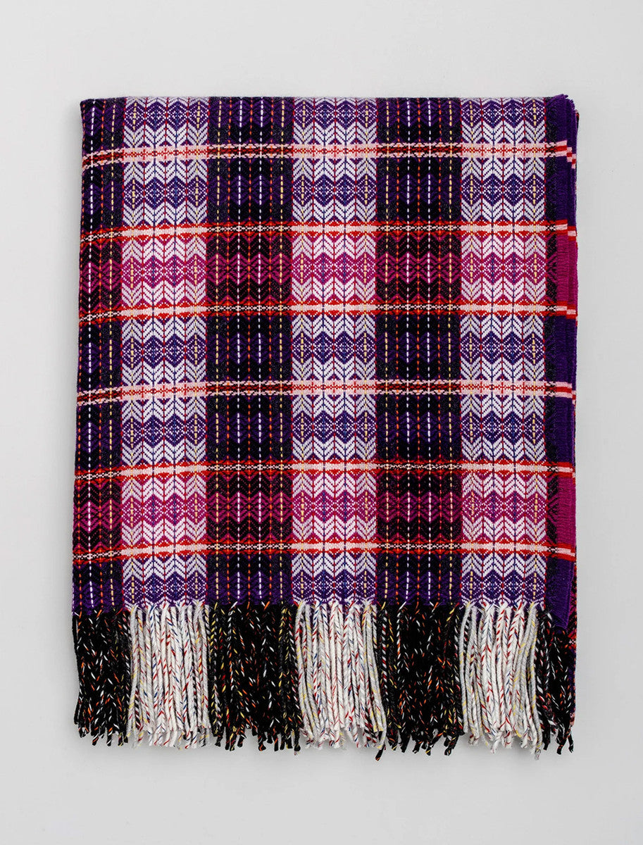 Fine Wool Diamond Weave Throw - Purple