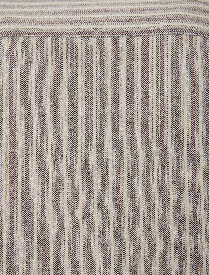 Flannel Grandfather Shirt - Beige Green Maroon Stripe
