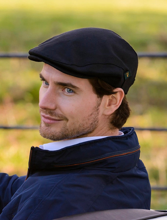 Irish Linen Flat Cap - Black