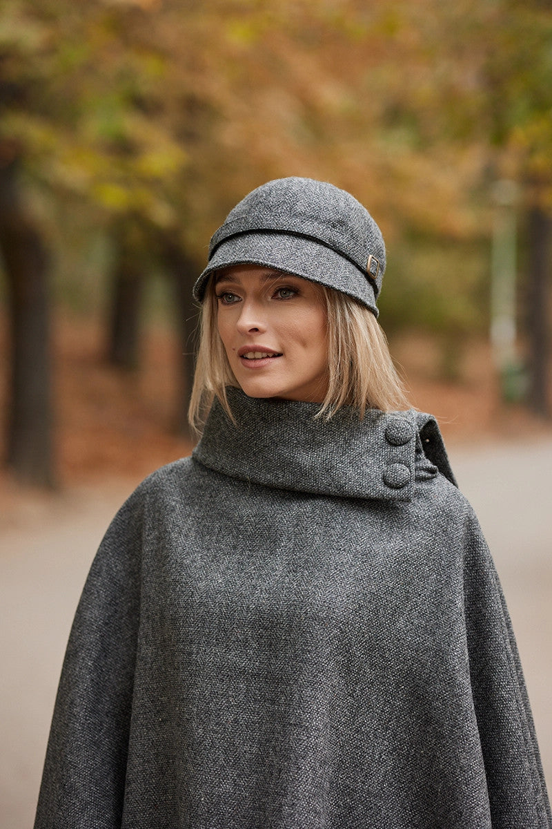 Donegal Tweed Long Cape - Granite Grey