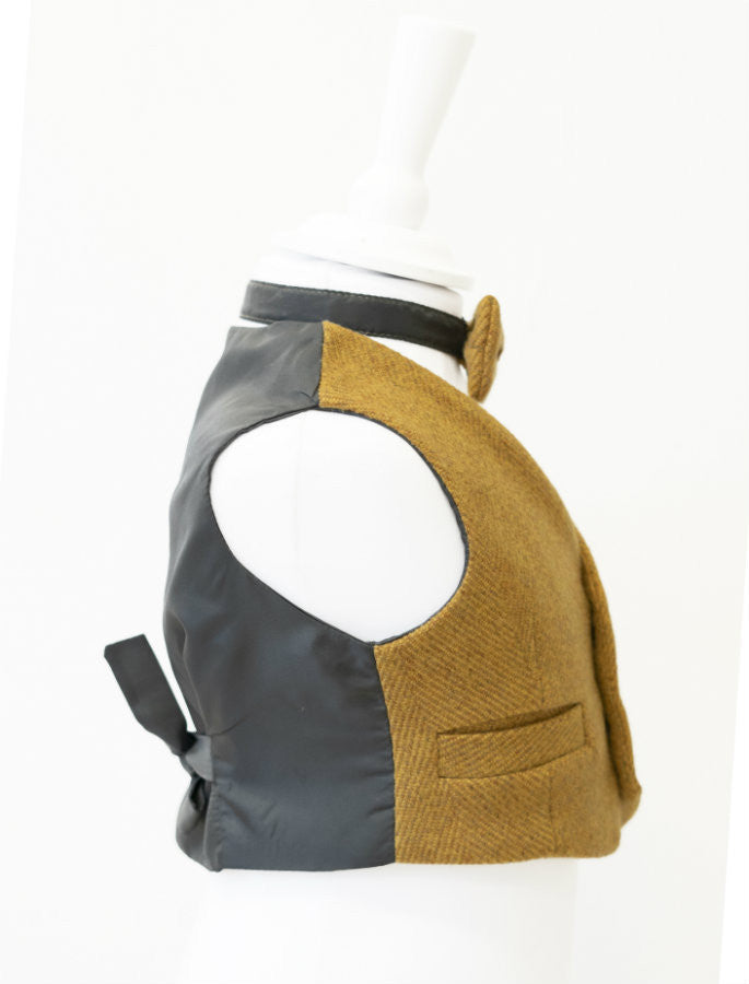 Boys Mustard Irish Tweed Herringbone Waistcoat