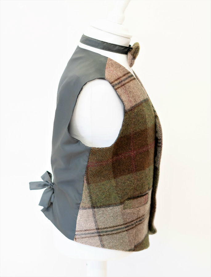 Boys Autumn Plaid Herringbone Irish Tweed Waistcoat