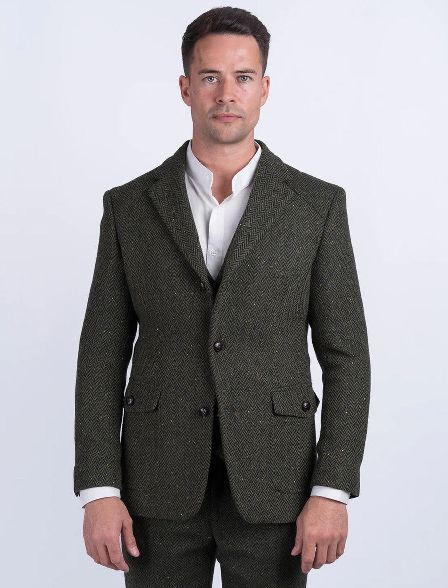 McDonagh Green Herringbone Heritage Tweed Jacket | Celtic Tweeds