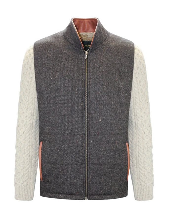 Shackleton Brown Tweed Jacket With Cable Knit Sleeve