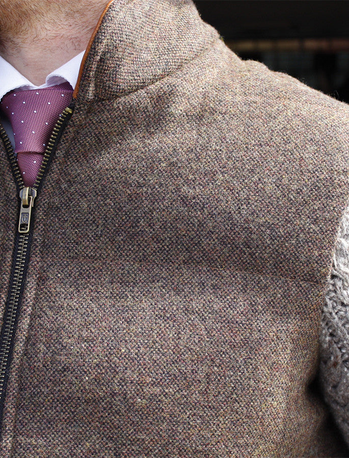 Shackleton Brown Tweed Jacket With Cable Knit Sleeve