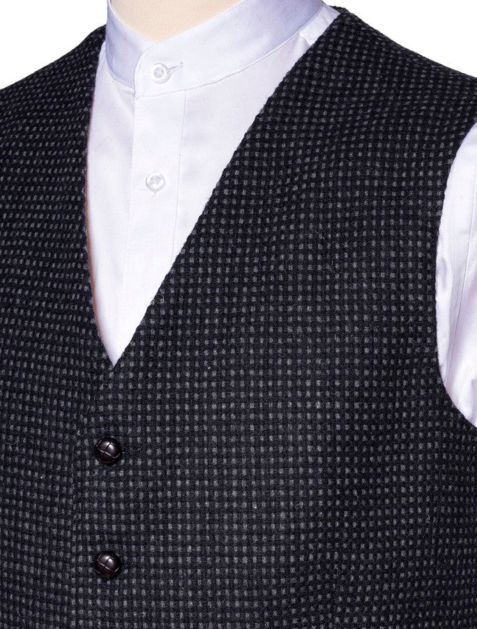 Black and Grey Night Check Tweed Waistcoat