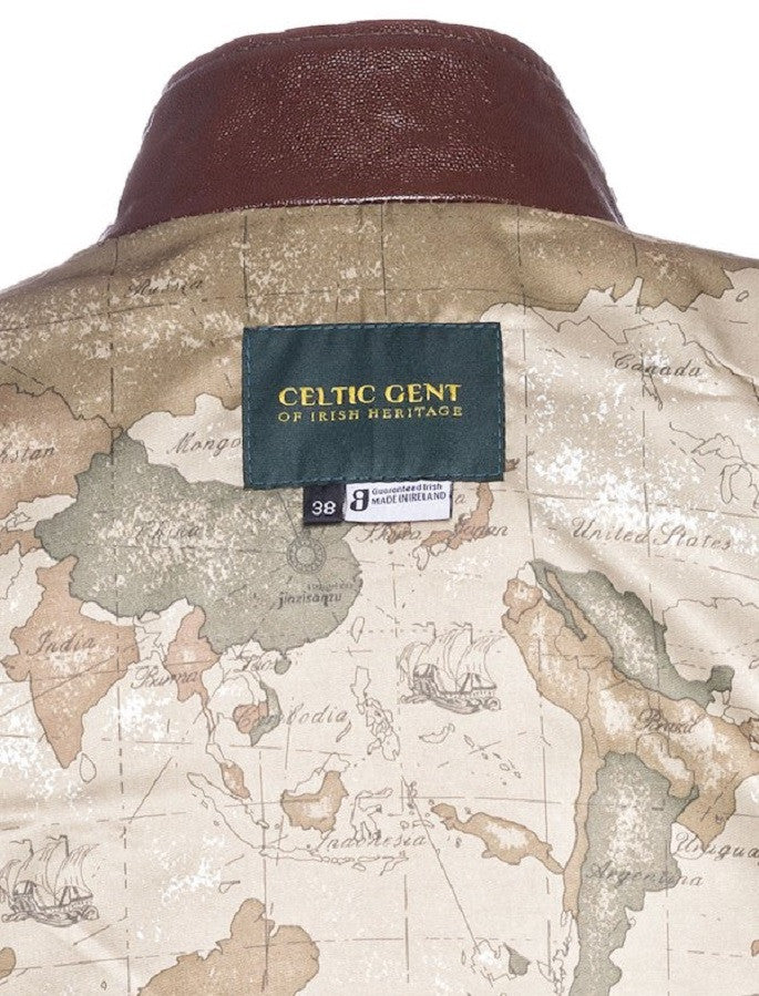 Shackleton Blue Herringbone Jacket With Cable Knit Sleeve