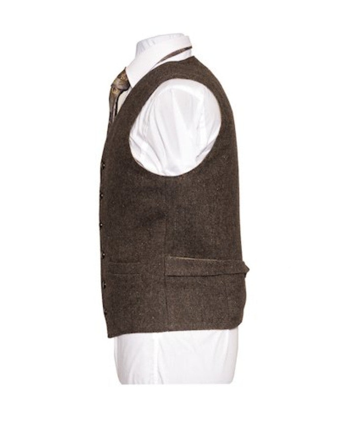 Oscar Wilde Single Breast Brown Tweed Waistcoat