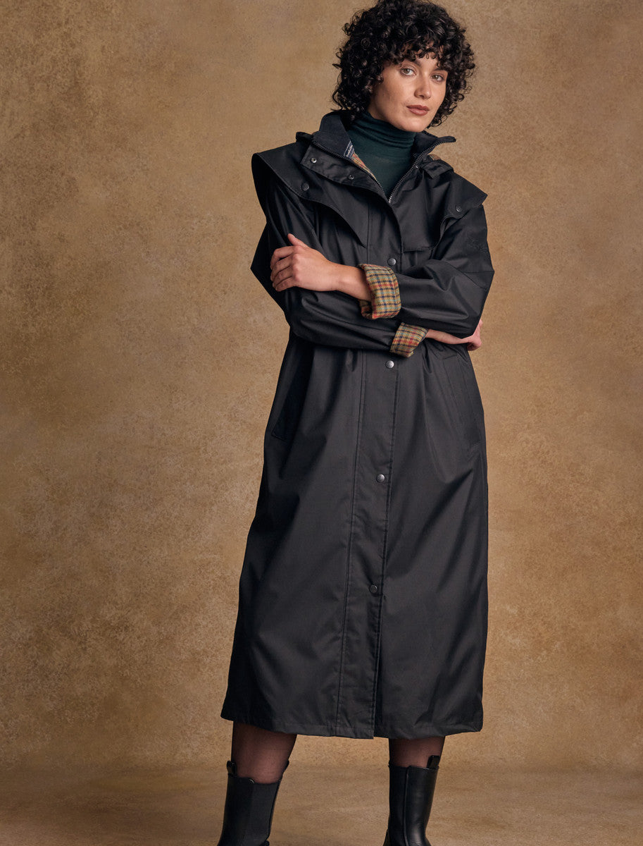 Jack Murphy Donegal Ladies Waterproof Full Length Coat - Black