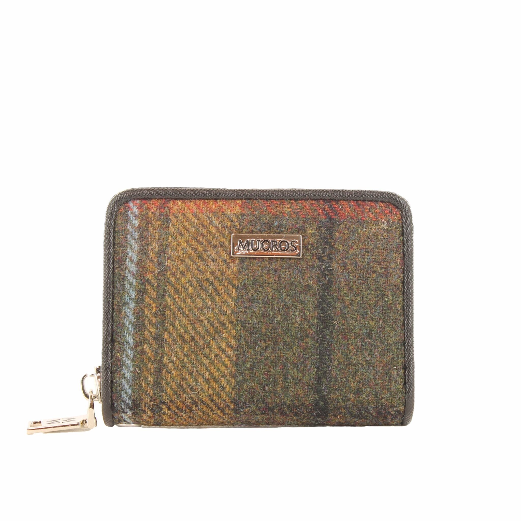 Mucros Tweed Card Holder - Green Red Mustard