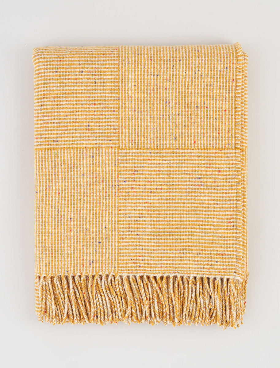 Irish Wool Basket Weave Throw - Camel