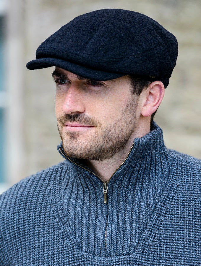 Kerry Tweed Flat Cap - Black