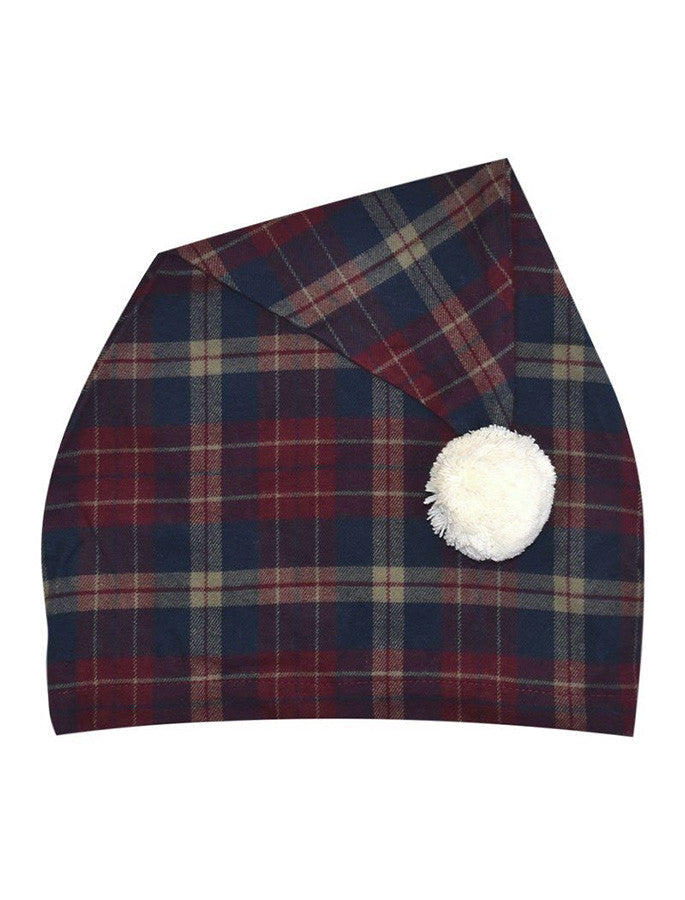 Ladies Cotton Flannel Nightcap - Maroon Navy