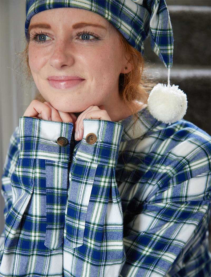 Ladies Cotton Flannel Nightshirt - Douglas Blue Tartan