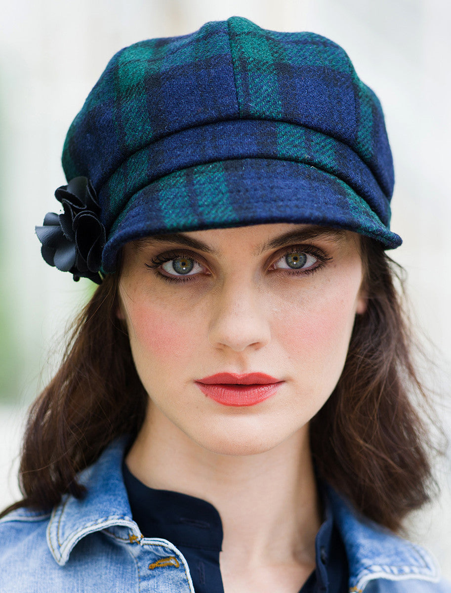 Ladies Tweed Newsboy Hat - Blackwatch