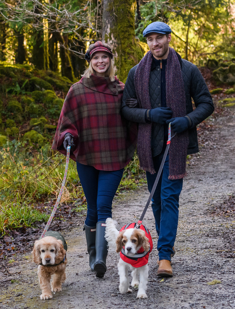 Ladies Tweed Newsboy Hat - Red, Brown & Grey