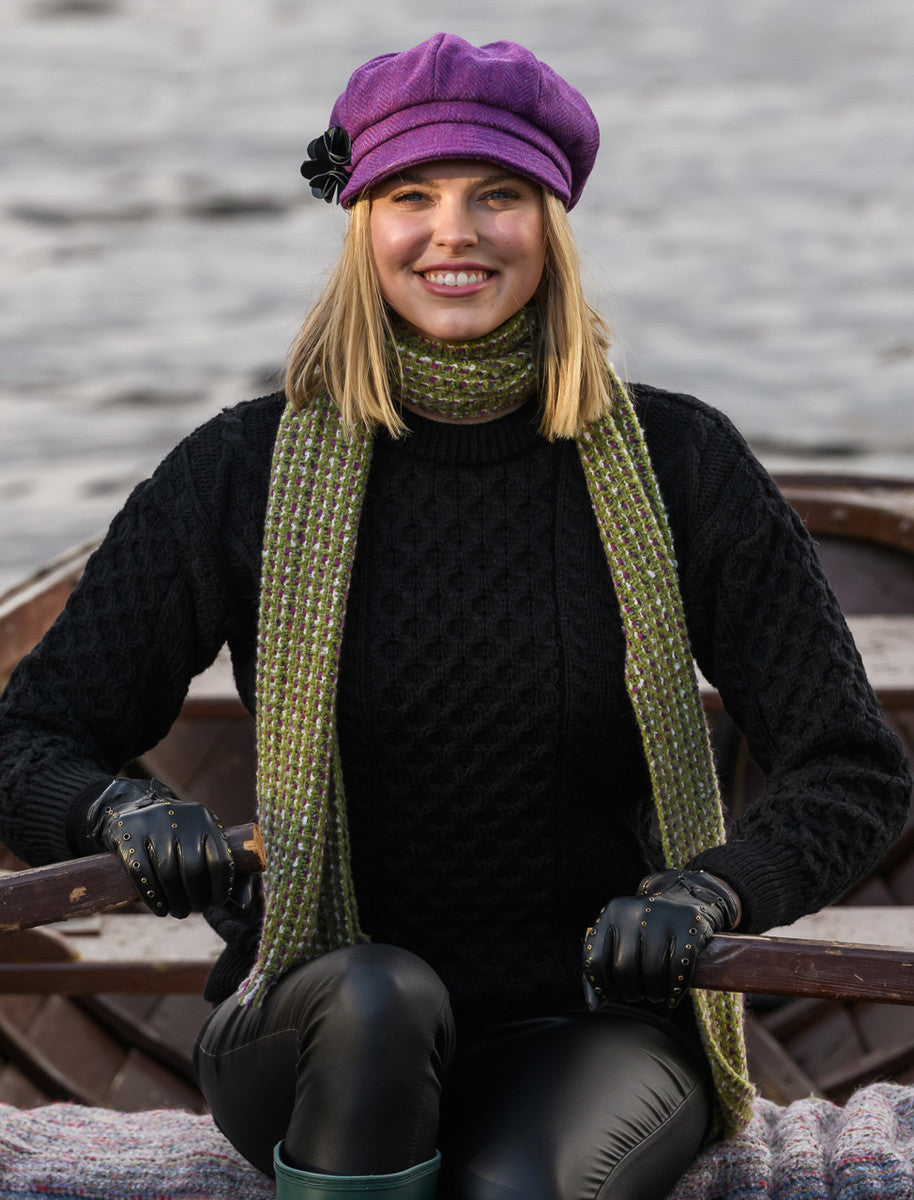 Ladies Tweed Newsboy Hat - Purple & Blue