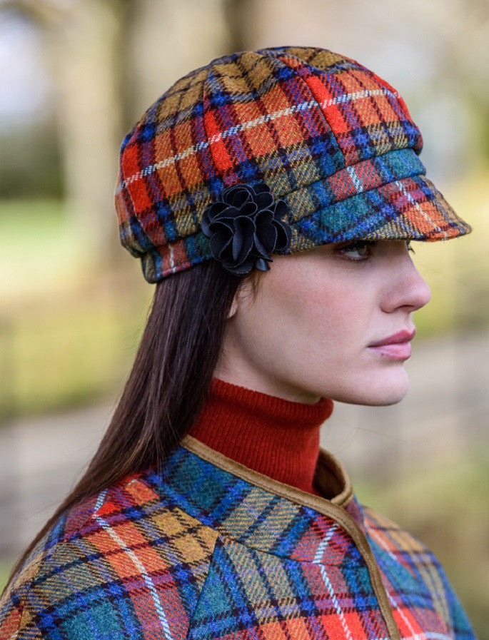 Ladies Tweed Newsboy Hat - Summer Plaid