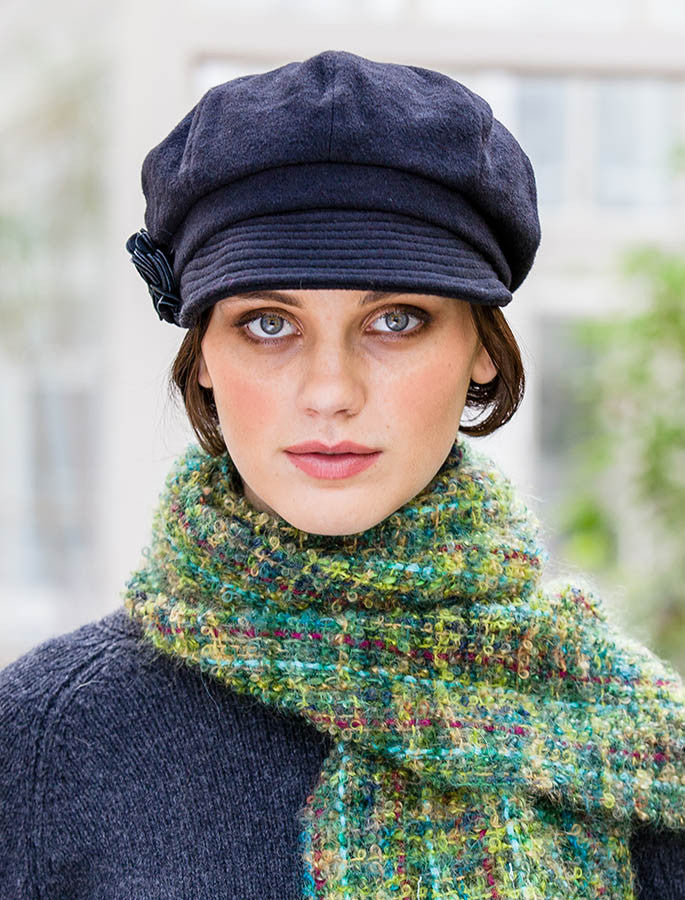 Ladies Tweed Newsboy Hat - Black