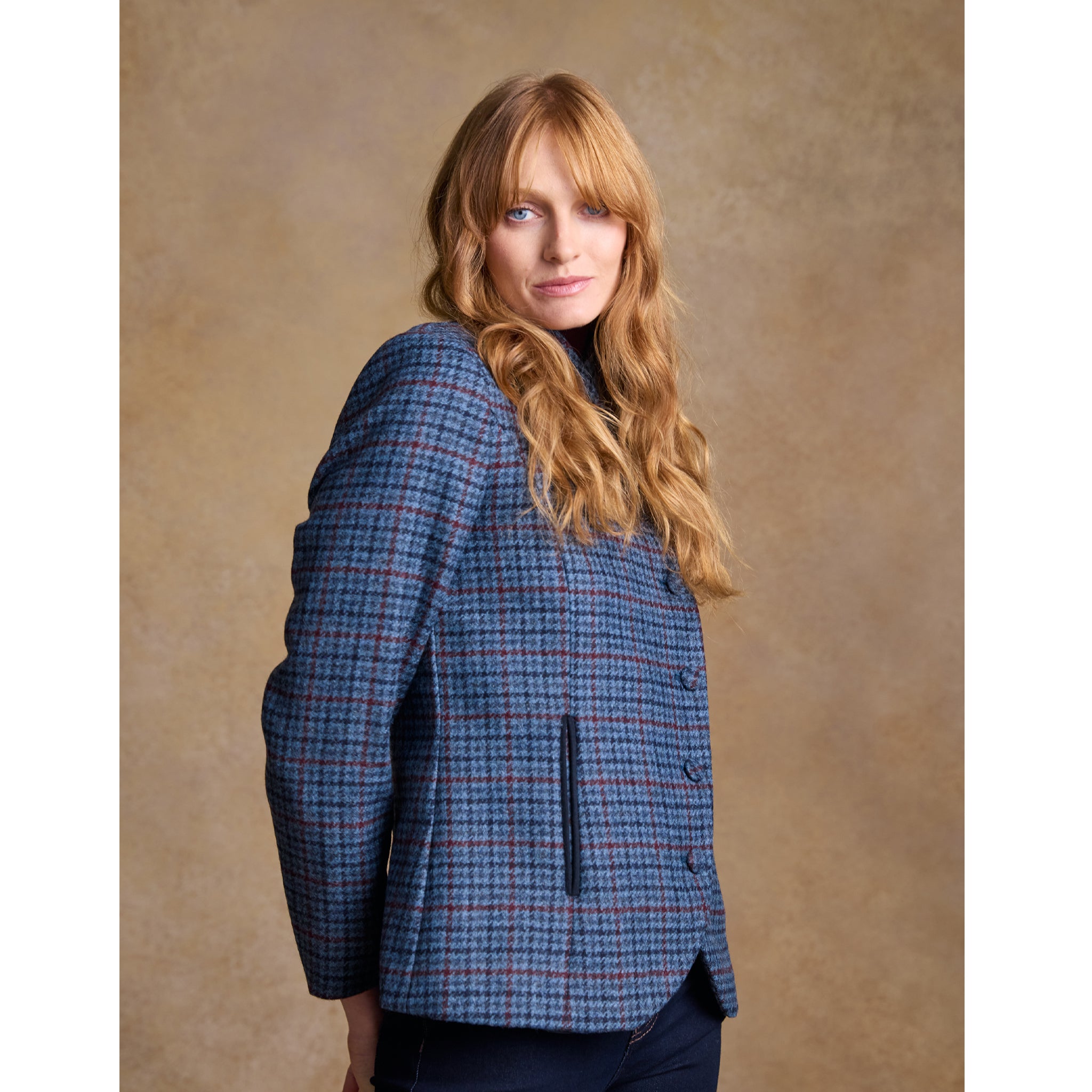 Niamh Tweed Blazer – Navy Hacking Check