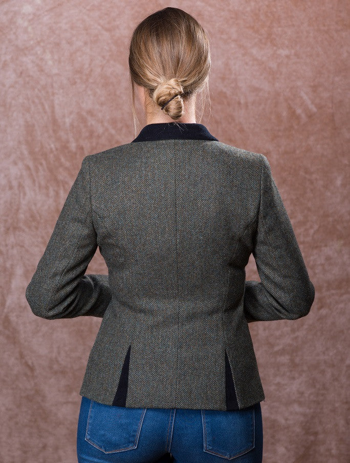 Niamh Tweed Blazer – Olive Teal Herringbone