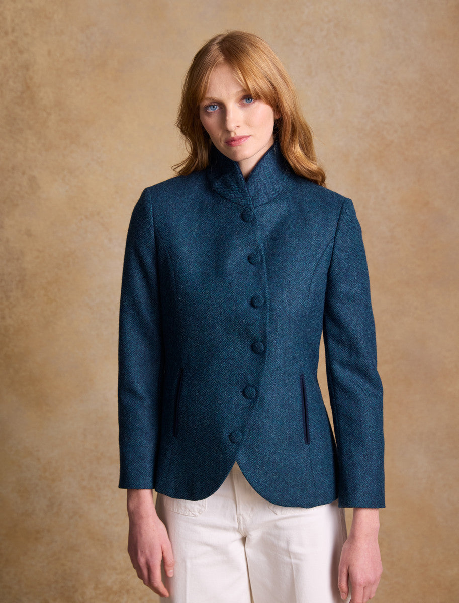 Niamh Tweed Blazer – Aqua Marine Herringbone