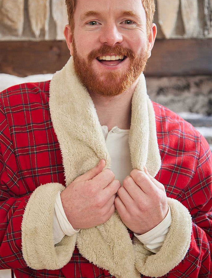 Fleece Lined Flannel Nightrobe - Red Tartan
