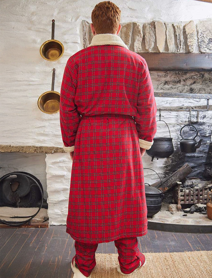 Fleece Lined Flannel Nightrobe - Red Tartan