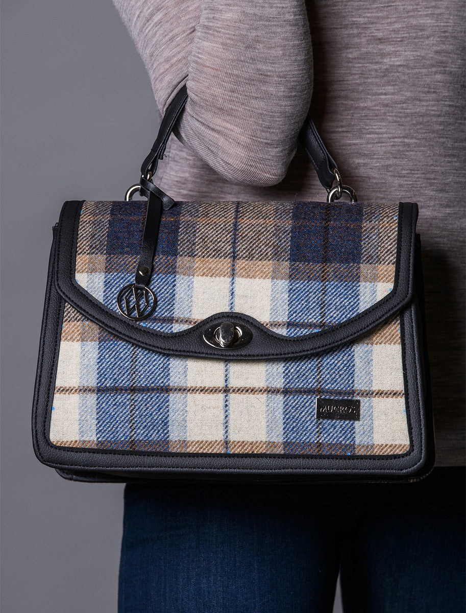 Orla Tweed Bag - Cream Navy & Beige