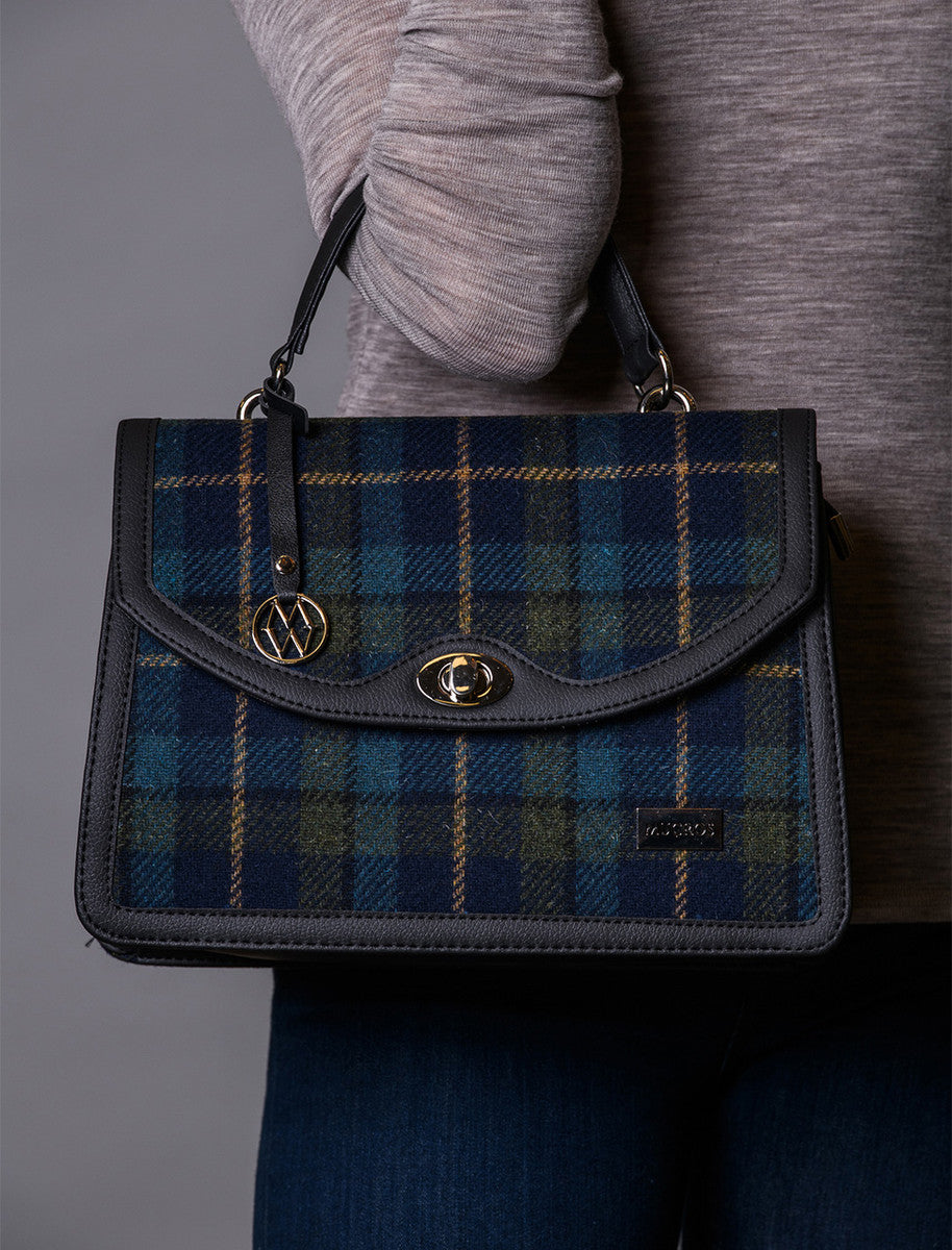 Orla Tweed Bag - Navy Sky & Green
