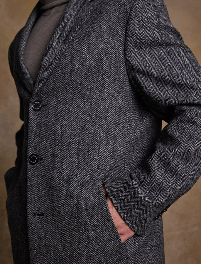 Owen Tweed Coat - Grey Herringbone