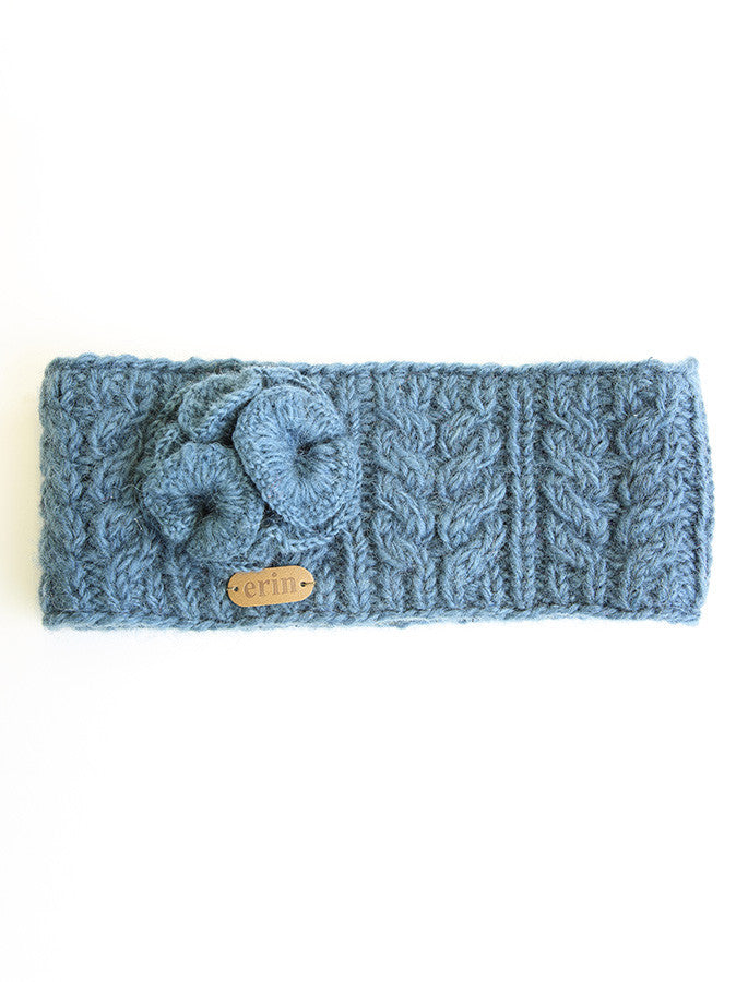 Aran Cable Fingerless Handwarmer - Denim