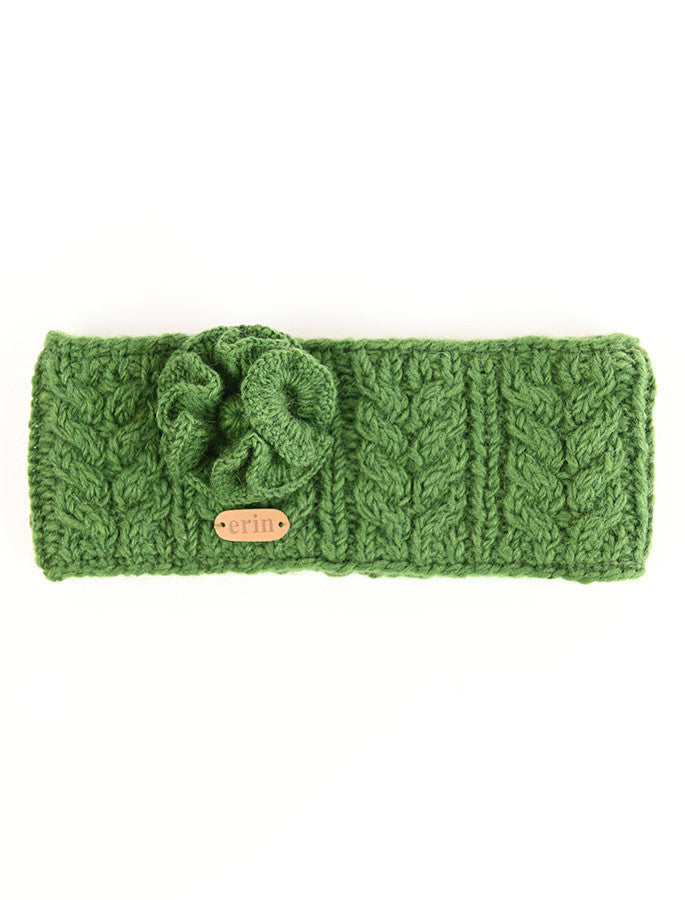 Aran Cable Fingerless Handwarmer - Green