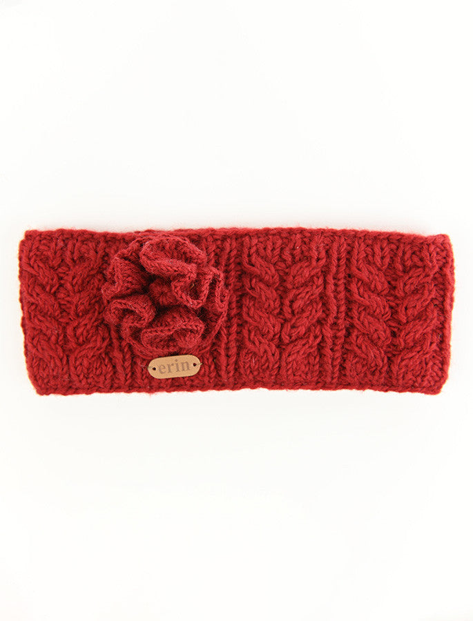 Aran Cable Fingerless Handwarmer - Red