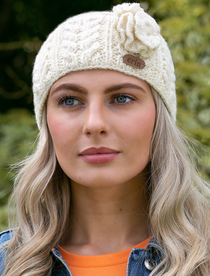 Aran Cable Fingerless Handwarmer - White