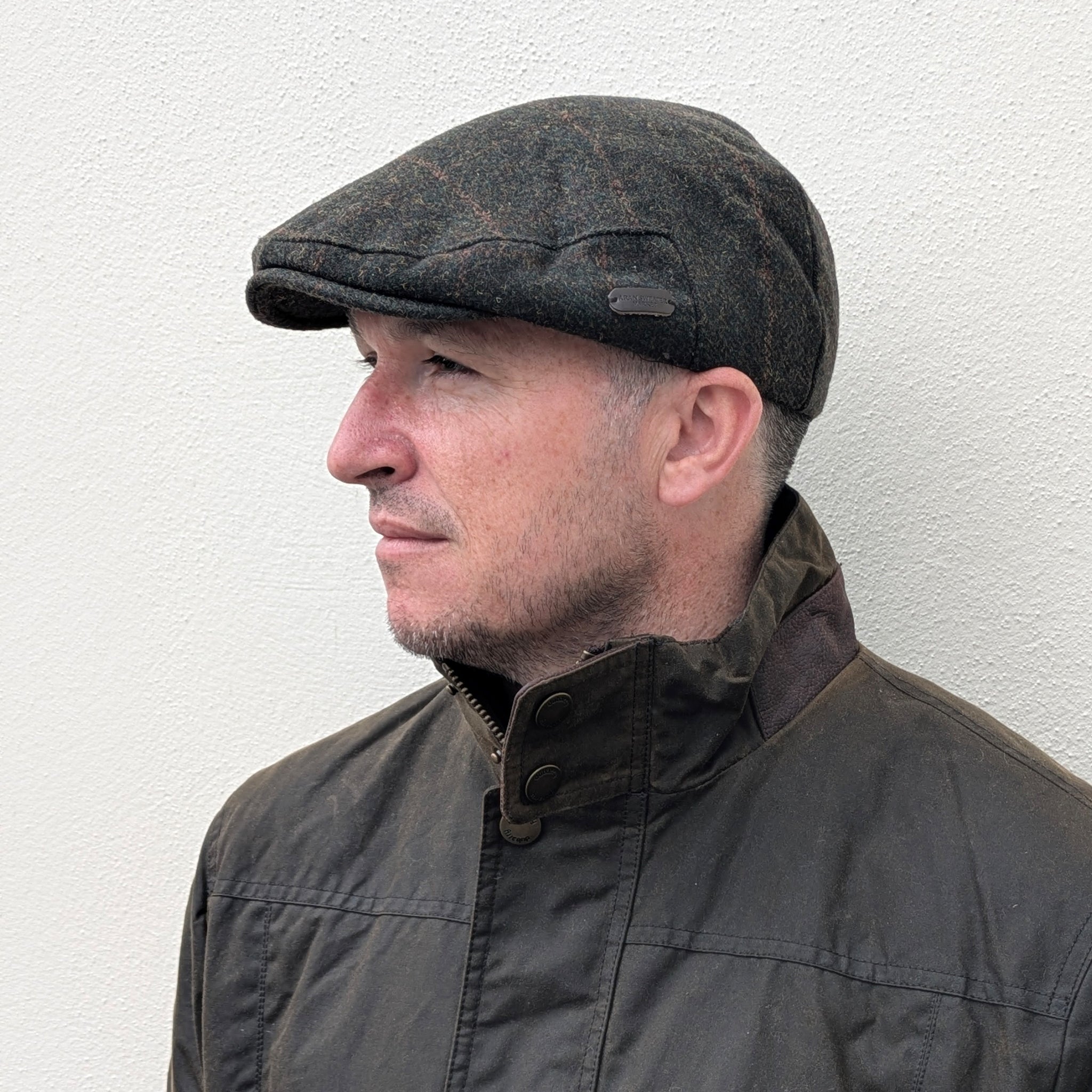 Classic Tweed Flat Cap – Green Box Check | Aran Sweater Market