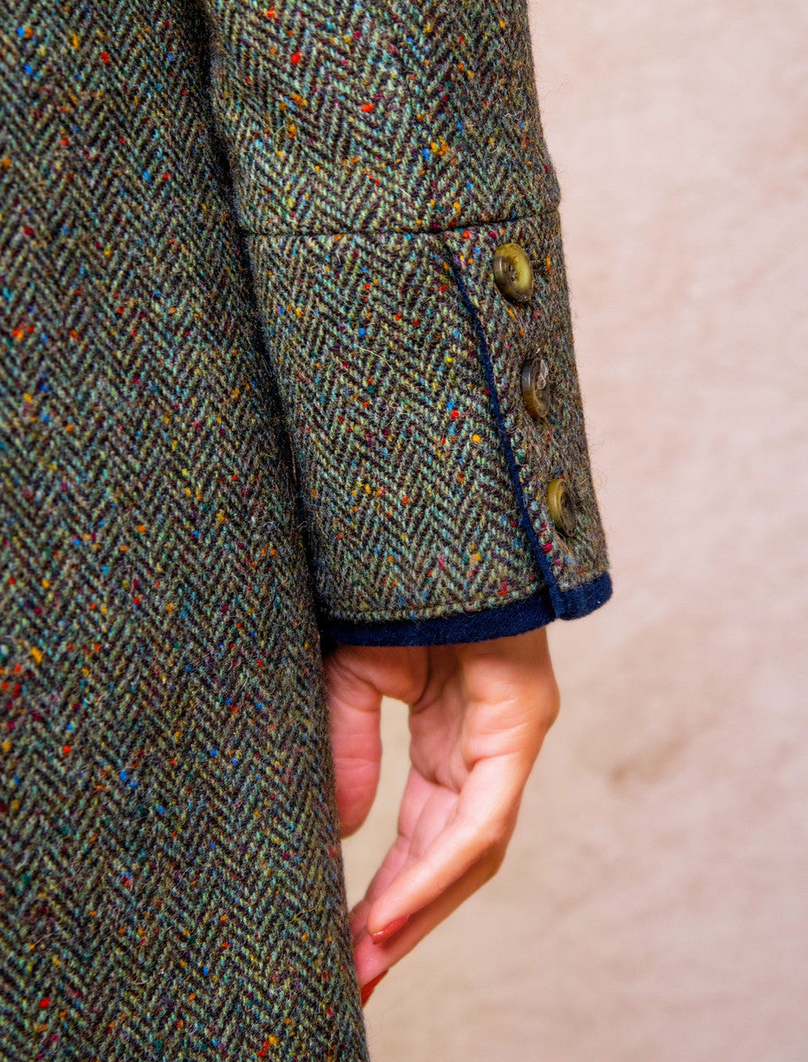 Pamela Magee Donegal Tweed Coat - Green Herringbone