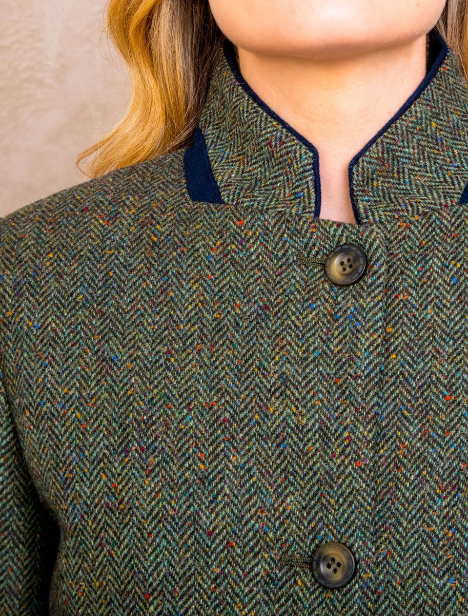 Pamela Magee Donegal Tweed Coat - Green Herringbone