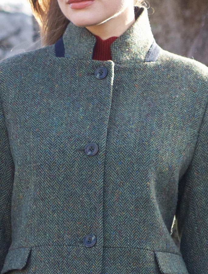 Pamela Magee Donegal Tweed Coat - Green Herringbone