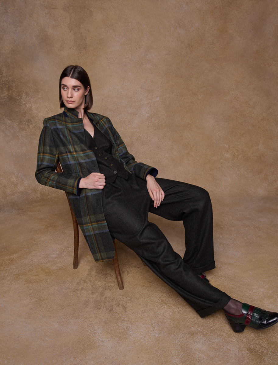 Pamela Tweed Coat - Sage & Emerald