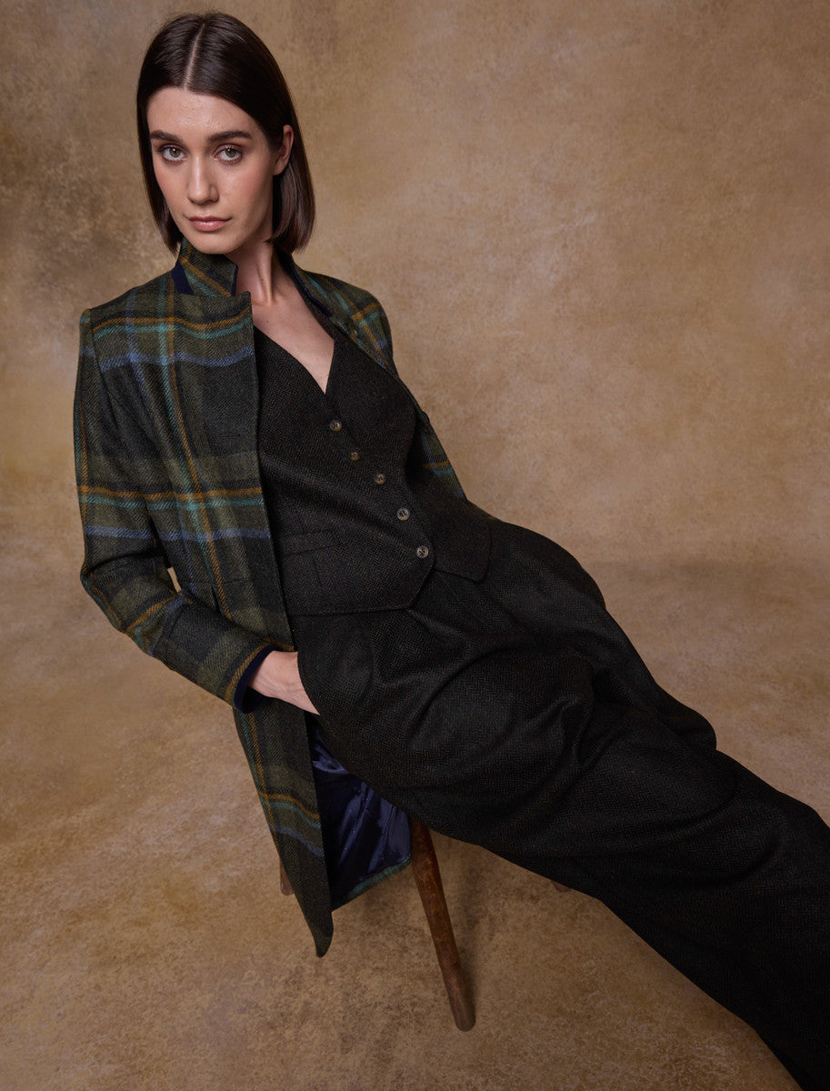 Pamela Tweed Coat - Sage & Emerald