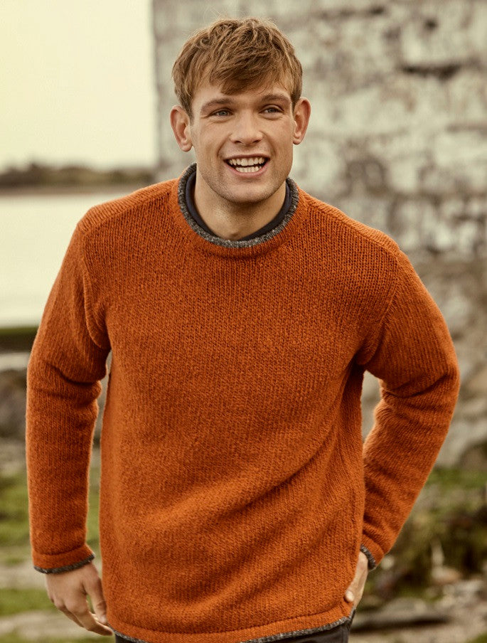 Wool Cashmere Crew Neck Sweater - Terracotta
