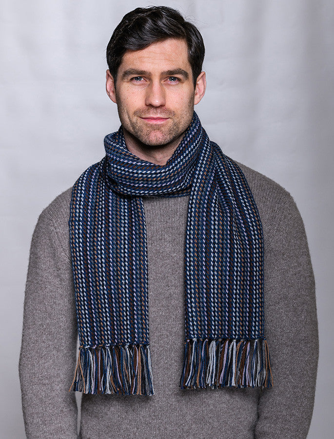 Alpaca Scarf - Purple, White & Brown