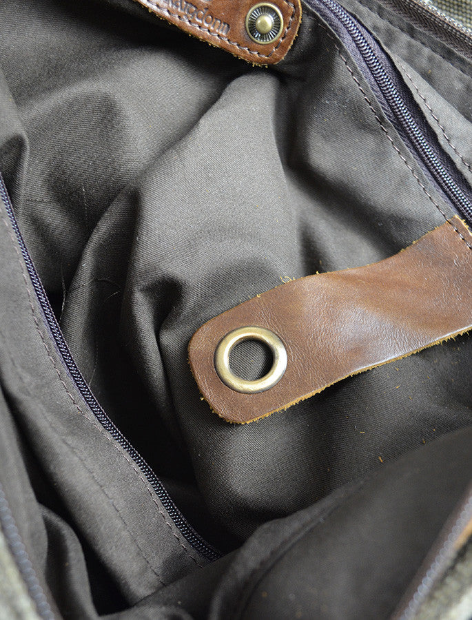 Traditional Tweed & Leather Double Buckle Bag