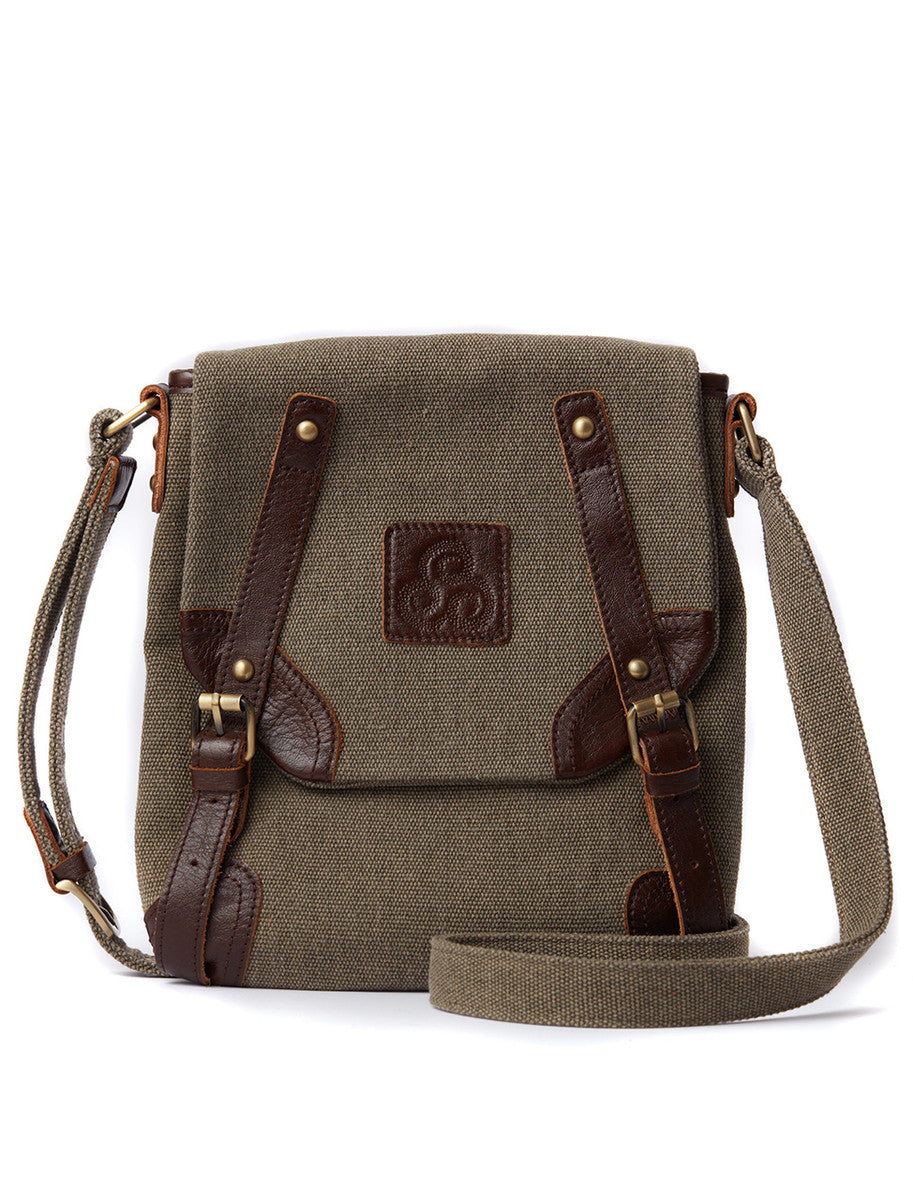 Traditional Tweed & Leather Double Buckle Bag