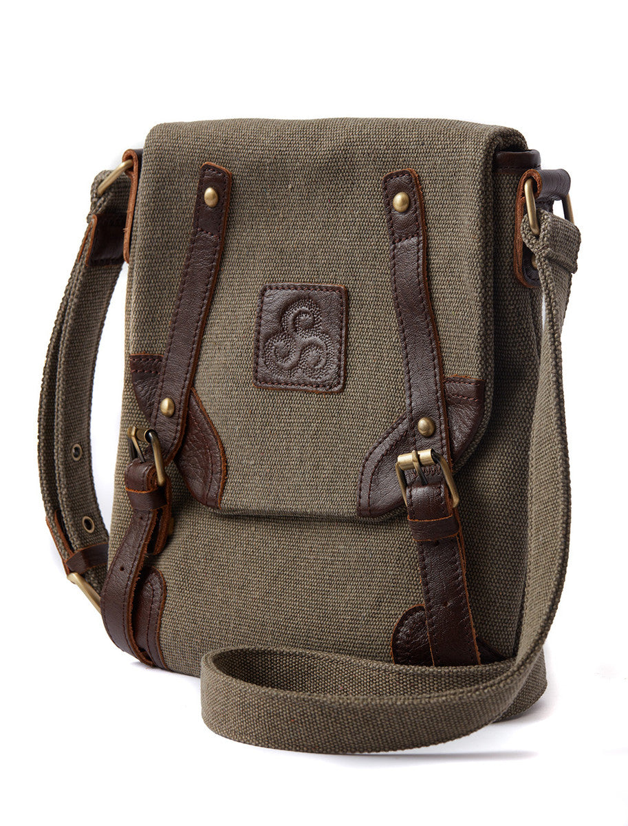 Traditional Tweed & Leather Double Buckle Bag